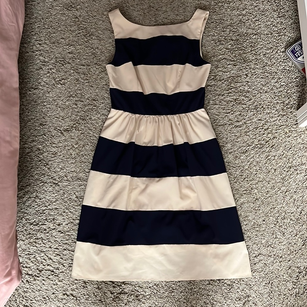 Professional Dress Blue Beige Stripes
